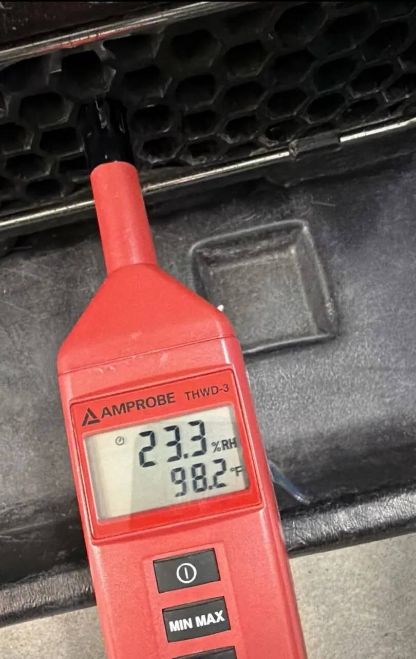Thermo-hygrometer reading used to monitor structural drying
