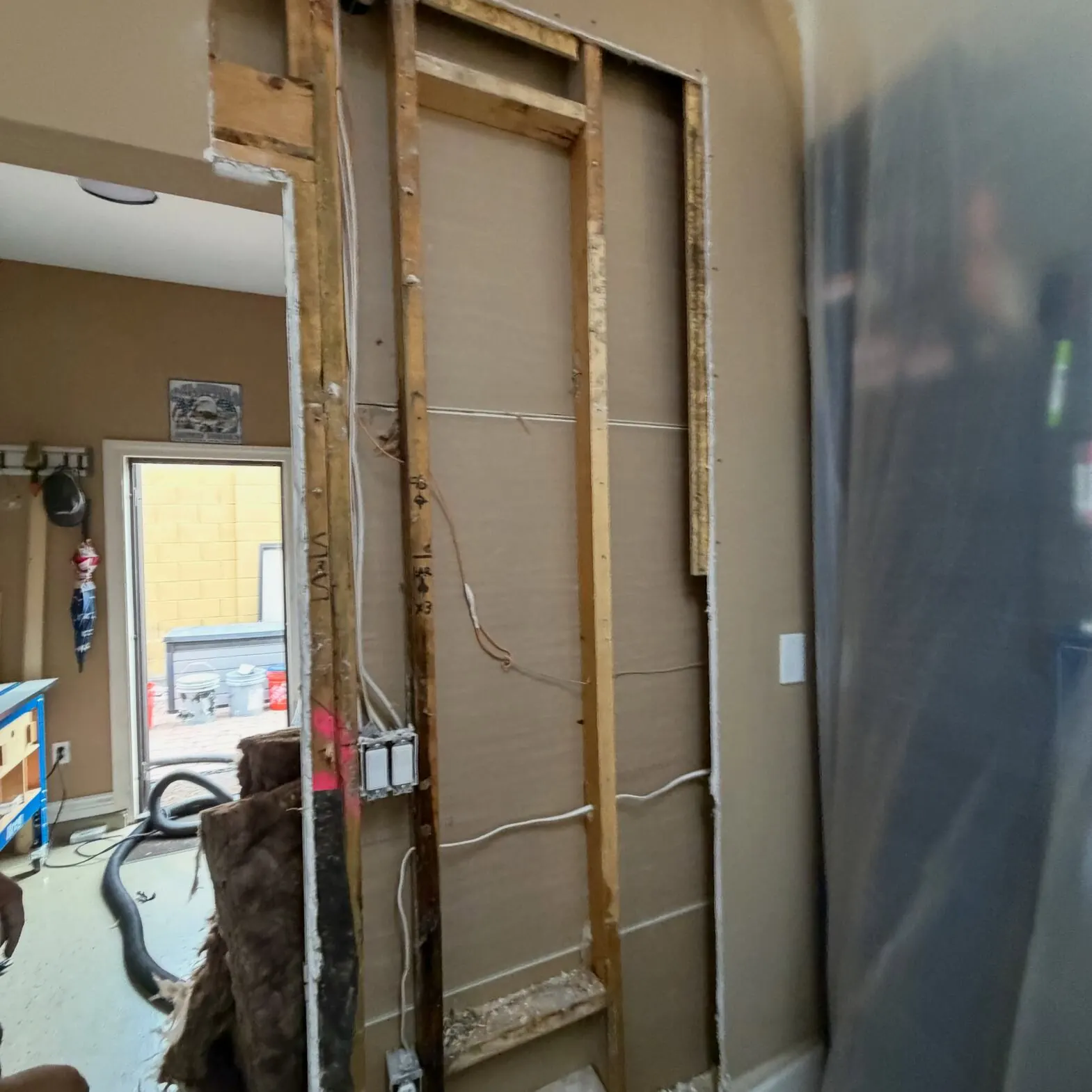 Water-Damaged Wall Rebuild — Retail Back Office — Cedar Park